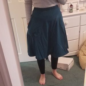 Blue Knee Length Skirt with Pockets
